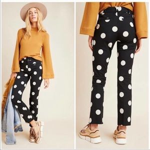 Anthropologie Essentials Black Polka Dot Trousers Women’s Size 2 Cropped